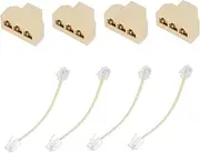 4pcs Box Phone Splitter Adapter Female to Female Junction Box for Telephone Lines Durable Easy to Use for Landline and Fax Machines