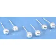 6 Sterling Silver Ball Stud Earrings Piercing Jewelry 5mm