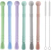 Pandaear Baby Teether Tubes| 6 Pack Soft Silicone Chew Straw Teething Toy for...