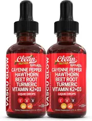 Pack Clean Nutra Cayenne Pepper Drops Supplement Liquid + Hawthorn Berry, Vitamin D3 K2 Be 2PCS
