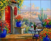 Southwest Tile Backsplash Mikki Senkarik Mountain Art Ceramic Mural MSA256