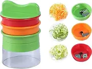 Hysgscwd Vegetable Grater, 3 in 1 Manual Vegetable Spiralizer, Handheld Spiralizer Vegetable Slicer, Zucchini Spiral Slicer for Spaghetti Maker, Veggie Spiral Slicer for Pasta, Salads, Noodle Maker