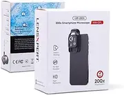[LensXpert] Smartphone Microscope with LED - Portable 200x Digital Microscope for Kids and Adults - Handheld Dermatoscope and Hair Analyzer - Compatible with iPhone and Android - Black