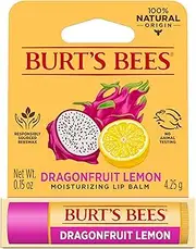Burt's Bees 100% Natural Origin Moisturising Lip Balm, Dragonfruit Lemon with Beeswax & Fruit Extracts, 1 Tube, 4.25g