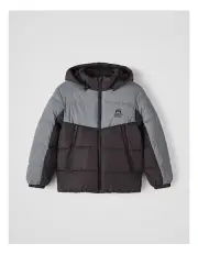 [Name It] Marcus Reflective Puffer Jacket in Black/Grey