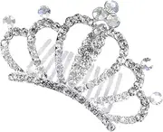 [MERRYHAPY] Crown Hair Comb for Kids Girls Crystal Headband Cosplay Accessories Didder White Kids Crown Comb