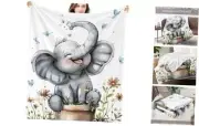 Elephant Throw Blanket Gifts for Kids Baby, 340GSM Elephant Themed Gifts for