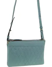 [PIERRE CARDIN] Pleated-Design Leather Cross-Body Bag in Blue