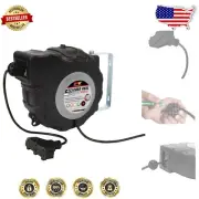 Smooth Recoil 40ft Retractable Power Cord Reel - 3 Outlets for Heavy Tools