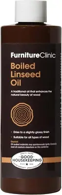 Furniture Clinic Boiled Linseed Oil Glossy Wood Finish Furniture, Metal 8.5Oz