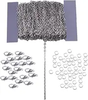 HEALSOPTHY Wide Black Cable Chain for Jewelry Making Includes Chain Lobster Clasps Closed Rings for Necklaces Anklets DIY Accessories