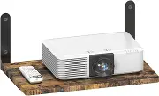 Ardier Wall-Mounted Projector Shelf, Wooden Media Holder Holds Up to 24 lbs, Floating Entertainment Shelves Furniture for Cable Box, WiFi Router, TV Box, Game Console, DVD Player, Black