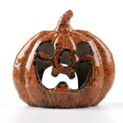 Catzon Ceramic Hollow Pumpkin Candlestick Halloween Thanksgiving Tabletop Decor Props