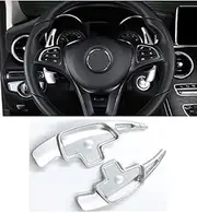NeekTail Paddle Shifter for Mercedes Benz (2016-2022),Aluminum Metal Steering Wheel Paddle Shifter,FIT for A B C CLA CLS E G GL GLA GLC GLE GLS Metris S SL SLC Class (Silver)