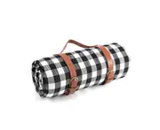 Toscano Waterproof Picnic Blanket 3 Layered Foldable Outdoor Picnic Mat Perfect for Park and Beach-BlackWhite