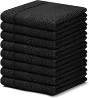 Homaxy 100% Cotton Dish Cloths, 12 x 12 Inches, Waffle Weave Super Soft and Absorbent Dish Towels Quick Drying Dish Rags, 8 Pack, Black