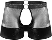 [Generic] Men's Sexy Brief Underwear Funny Underpants Semi See Through Shorts Open Crotch Pants
