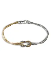 John Hardy 14K Yellow Gold & Sterling Silver Love Knot Weave Double Strand Bracelet
