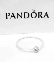 Authentic PANDORA Moment 925 Silver Logo Ball Charm Bangle Bracelet 590713-17 cm
