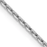 20 Inch 14K White Gold 1.40mm D/C Oval Link Chain