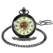 Mens Mechanical Pocket Watch Luminous Skeleton Arabic Number Windup Fob Watches