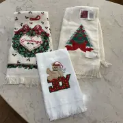 Vintage Kitchen Towel Lot of 3 Christmas Hand and Fingertip Size NEW