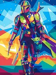 Modern Merch The Mandalorian and Star Wars Yoda Diamond Art, Starwars Diamond Art Kits for Adults, Disney Diamond Painting Grogu DIY Wall Art 12x16 Gem Arts and Crafts for Adults