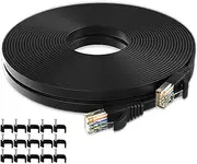 CAT6 Ethernet Cable, Cat6 Ethernet Cable High Speed with Network Patch Cords, LAN Cable with Rj45 Connector for Router Modem Faster Than Cat 5e/Cat 5 (30M) (Black, 10M)