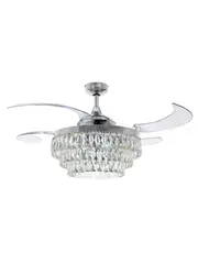 Fanaway Veil Fan in Chrome with Clear Retractable Blades and Light