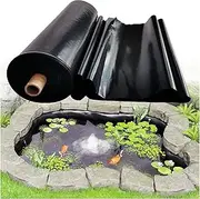 Large Fish Pond Membrane 0.005 inch (0.12 mm) Thick Flexible Pond Liner for Waterproof Garden Pools, Black Pond Lining, 4 x 12 M Size, Durable and Reliable Pond Liner