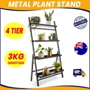 Metal Plant Stand 4 Tier Rectangle Metal Flower Pot Planter Corner Shelf Black