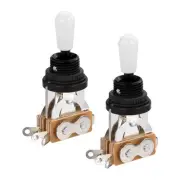 3 Way Short Straight Guitar Toggle Switch Black with White Tip Knob Cap 2Pcs