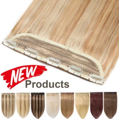 Thick Clip in 100% Real Remy Human Hair Extensions One Piece 3/4 Full Head Brown
