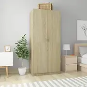 Coat Stand Wardrobe Sonoma Oak Wardrobe Cupboard Hallway Cupboard with 2 Doors 90×52×200 cm Chipboard