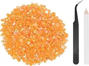 uxcell 1500pcs Flatback Rhinestones Resin, SS30 6mm Resin Rhinestones Bulk Round Shine Gems with Pickup Tools for DIY Nail Art Tumblers Mugs Clothes, Orange
