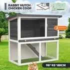 2 Storey Large Rabbit Hutch Chicken Coop Hutches Wooden Cage Outdoor Run