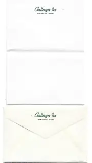 VINTAGE~CHALLENGER INN~SUN VALLEY, ID~SOUVENIR ADV. HOTEL STATIONERY/SOAP WRAP