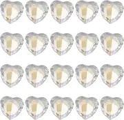 sourcing map 20 Pcs 3D Heart Light Yellow Nail Rhinestones K9 Glass Crystal Rhinestones Pointed Back Crooked Heart Gems for Nail Charm Art DIY Decoration Craft 8x8mm