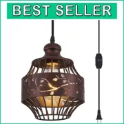 Dimmable Plug-In Pendant Lights with 16Ft Cord - Mid Century Industrial Design