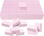 Jrusmr Nail Buffers (50 Pack)-Mini Buffer Block Nail File for Acrylic & Natural Nails, 100/180 Grit Double-Sided Buffing Blocks, Professional Manicure Set for Home & Salon Use-Pink