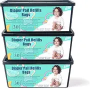 PurifyLogix 3PCS Thickened Diaper Pail Refills Bags for Genie Easy Roll Signature Diaper Pails, 7-Layer Odor-Barrier Technology, 90 Bags, Lasts Up to 12 Months, Hold up to 4200 Newborn Diapers