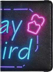 [Amooorous] Stay Weird Style Leather decorative passport holder for travel Vaccine Case Protector Cover Document Organizer Holder Accessories Lightweight, Stay Weird style, 1 size