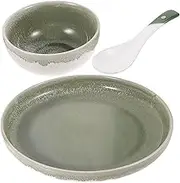 NOLITOY Elegant Ceramic Tableware Set Bowl Spoon Dish Kit Vintage Pattern Compact for Use