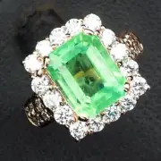 2.30 Ct Emerald Cut Simulated Emerald Solitaire Ring 14K White Gold Finish