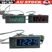 12V 3 In 1 Car Vehicle Thermometer Voltmeter Clock LED Digital Display Kit AU