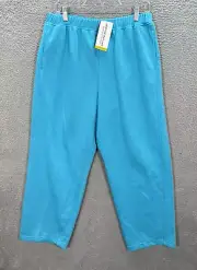Alfred Dunner Pants Womens 14 Blue Proportioned Short Relaxed Pull On Mature NEW