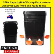BLACK 20 LITRE ORANGE CUP DUCK Waterer System GRAVITY Fill Water Feeder 4 Cup