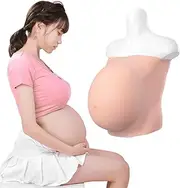 YRZGSAWJ Fake Pregnancy Belly Silicone Baby Belly 6-9 Months Artificial Silicone Belly Pregnant for Photography Props Performance Advertising (Beige, L)