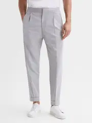 Reiss Grey Brighton Relaxed Drawstring Trousers with Turn-Ups (A10221) | $280