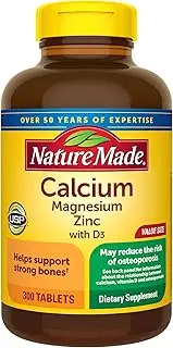 Nature Made Calcium Magnesium Zinc Tablets with Vitamin D, 300 Count